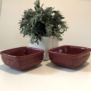 Set of 2 Longaberger Woven Traditions Paprika Square Bowls